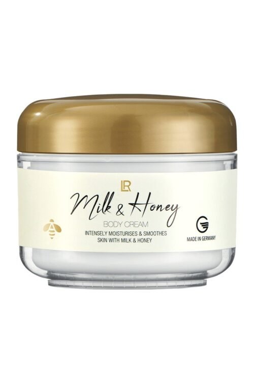 Crème Corporelle Milk & Honey LR – soin nourrissant riche au lait, miel, huile d’amande et vitamine E, hydratation 24 h, peau douce et veloutée