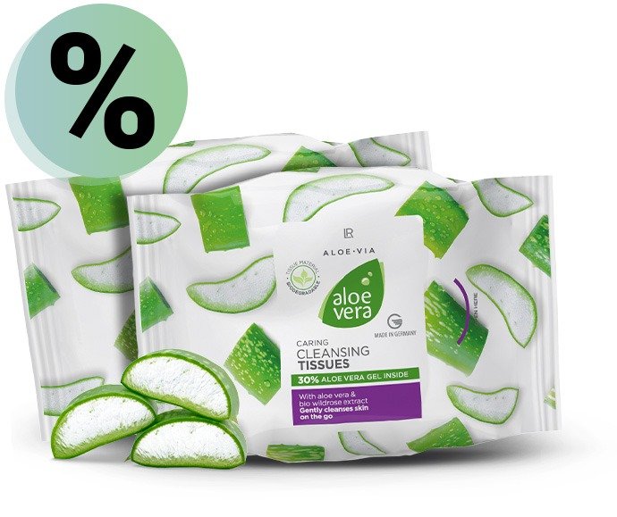 Lingettes nettoyantes Aloe Vera LR pour nettoyer et démaquiller la peau
