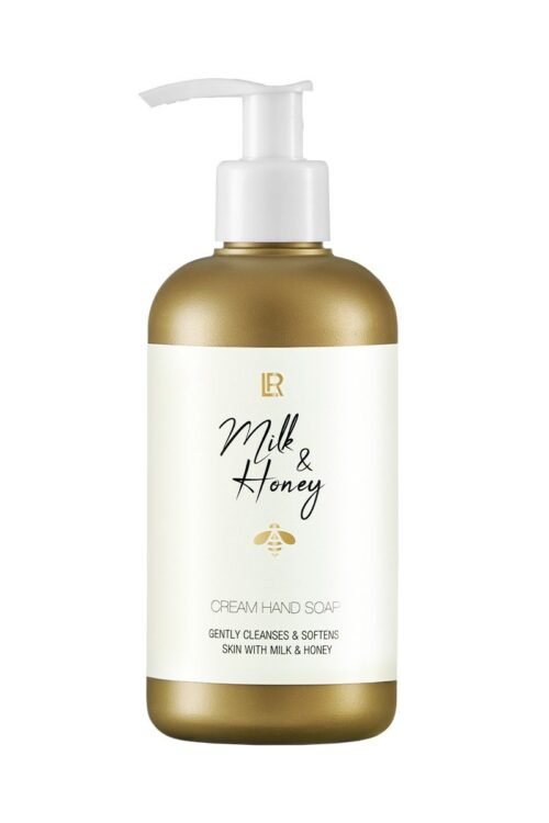 Savon pour les mains Milk & Honey LR en flacon pompe 250 ml, formule crémeuse au lait et au miel, nettoyage doux pour lavages fréquents et peaux sensibles