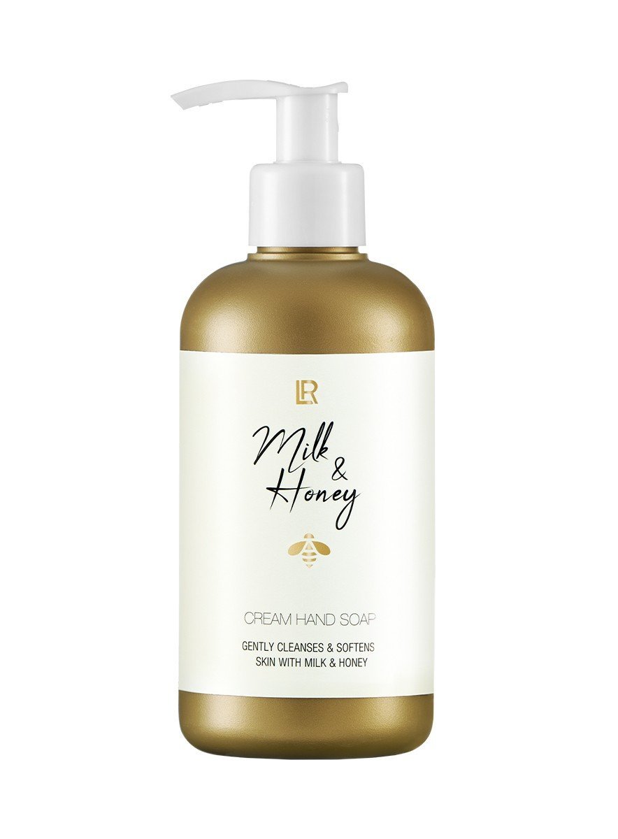 Savon pour les mains Milk & Honey LR en flacon pompe 250 ml, formule crémeuse au lait et au miel, nettoyage doux pour lavages fréquents et peaux sensibles