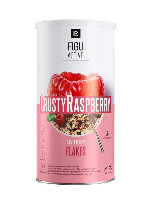 Boîte de flocons minceur Crusty Raspberry LR FIGUACTIVE – vegan, riches en fibres, avec framboises croustillantes