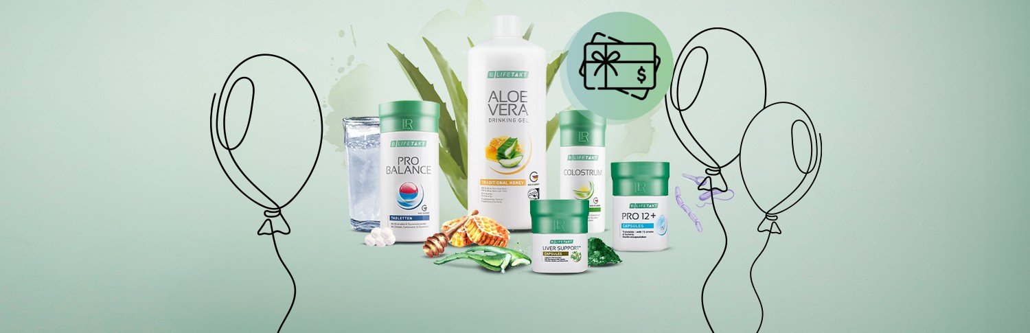 Bannière LR Health Mission – Colostrum, Aloe Vera, Pro Balance, Pro 12