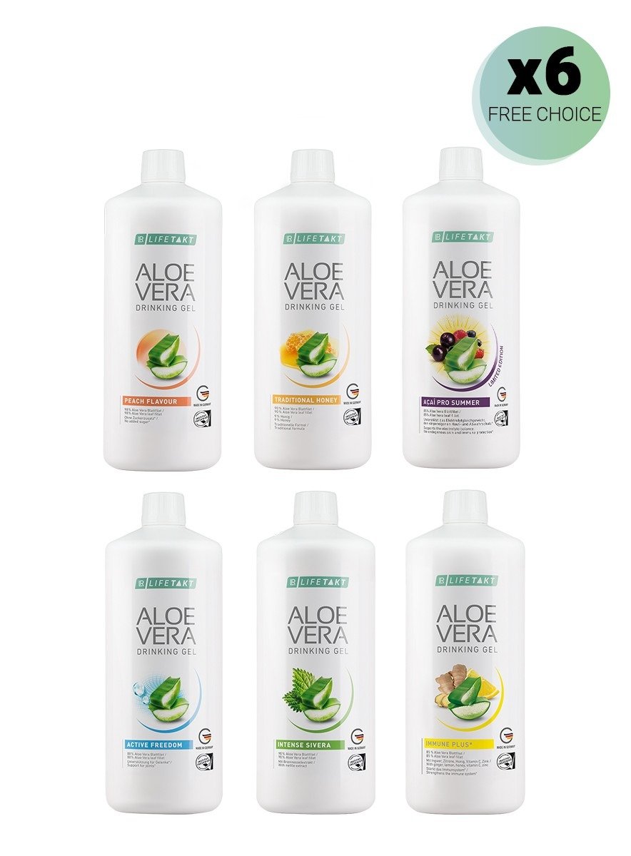 Aloe Vera Drinking Gel LR Health and Beauty – Set de 6 au choix – Boissons bien-être à base d’aloe vera pour vitalité et équilibre
