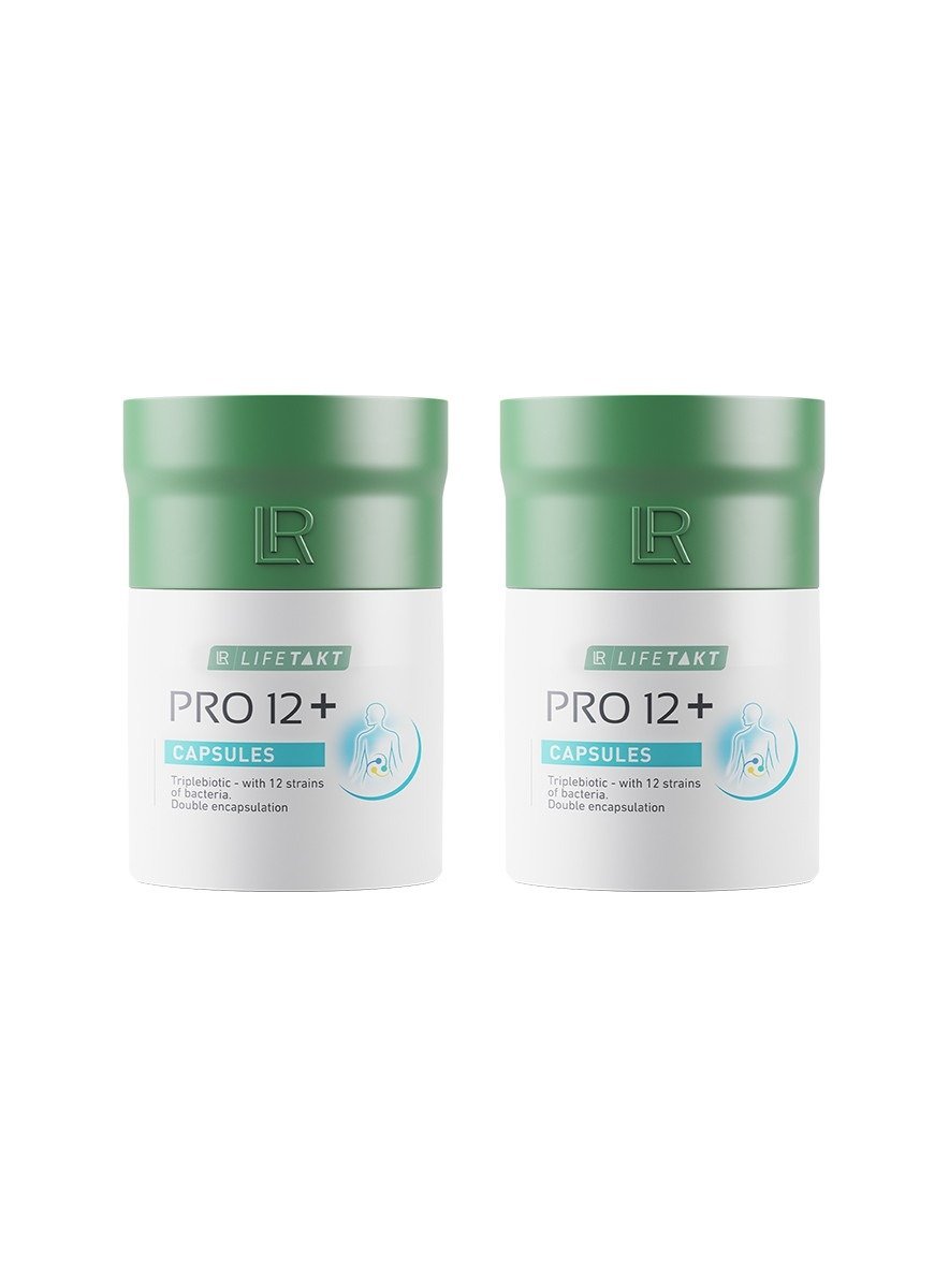 Set de 2 gélules PRO 12+ LR LIFETAKT – complément alimentaire TRIPLEBIOTIC pour l’équilibre intestinal, la digestion et le bien-être global.