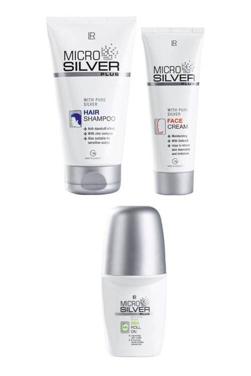 Set de soins LR Microsilver Plus – shampoing, crème visage et déodorant antibactérien au pur argent pour une peau et des cheveux sains