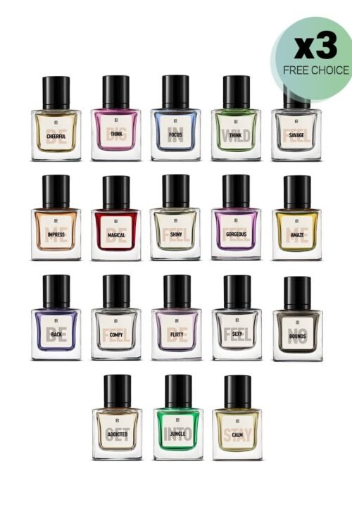 Set de 3 parfums LR Mood Infusion – Parfums au choix pour homme et femme, fragrances personnalisées selon l’humeur, collection LR Health & Beauty.