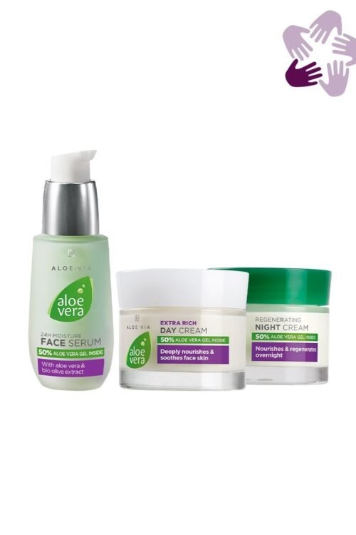 Coffret set 3 soins visage Aloe Vera Winter édition limitée : sérum 24h crème jour crème nuit 50% aloe vera LR