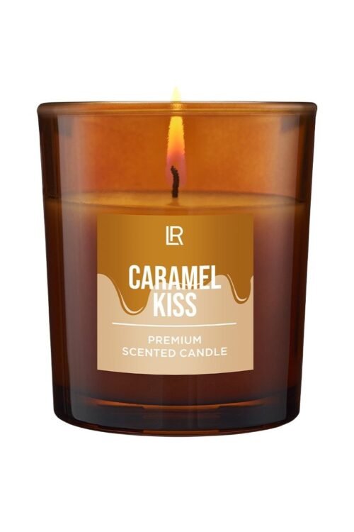 Bougie parfumée LR Premium Caramel Kiss – senteur caramel, pomme et épices pour une ambiance cosy hivernale.