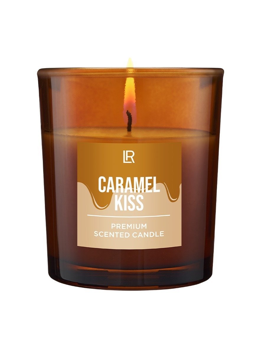 Bougie parfumée LR Premium Caramel Kiss – senteur caramel, pomme et épices pour une ambiance cosy hivernale.