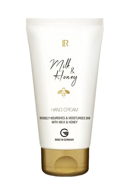 Crème pour les Mains Milk & Honey LR – nutrition intense à la cire de tournesol, jojoba, mimosa et propolis, parfum lait-miel, hydratation durable.