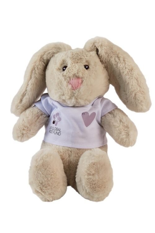 Peluche Lapin Hope LRGKF LR – doudou écologique 100% recyclé certifié OEKO-TEX, 8€ reversés au LR Global Kids Fund pour aider les enfants défavorisés.