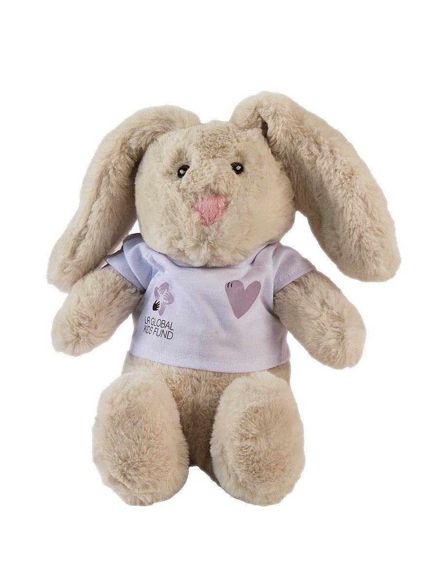 Peluche Lapin Hope LRGKF LR – doudou écologique 100% recyclé certifié OEKO-TEX, 8€ reversés au LR Global Kids Fund pour aider les enfants défavorisés.