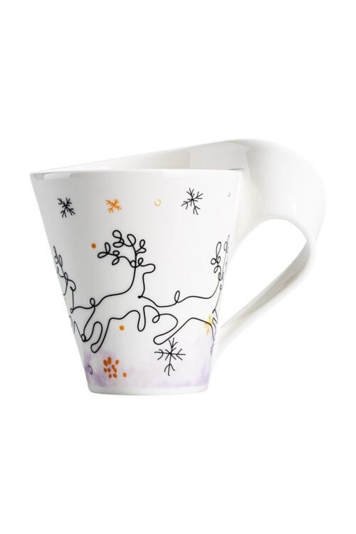 Tasse de Noël LRGKF 2022 – mug solidaire en céramique blanche, motifs festifs dessinés par des enfants, 10 € reversés au LR Global Kids Fund