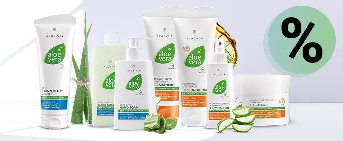 Offre promotionnelle LR Aloe Vera avec remise sur une sélection de produits bien être et soins